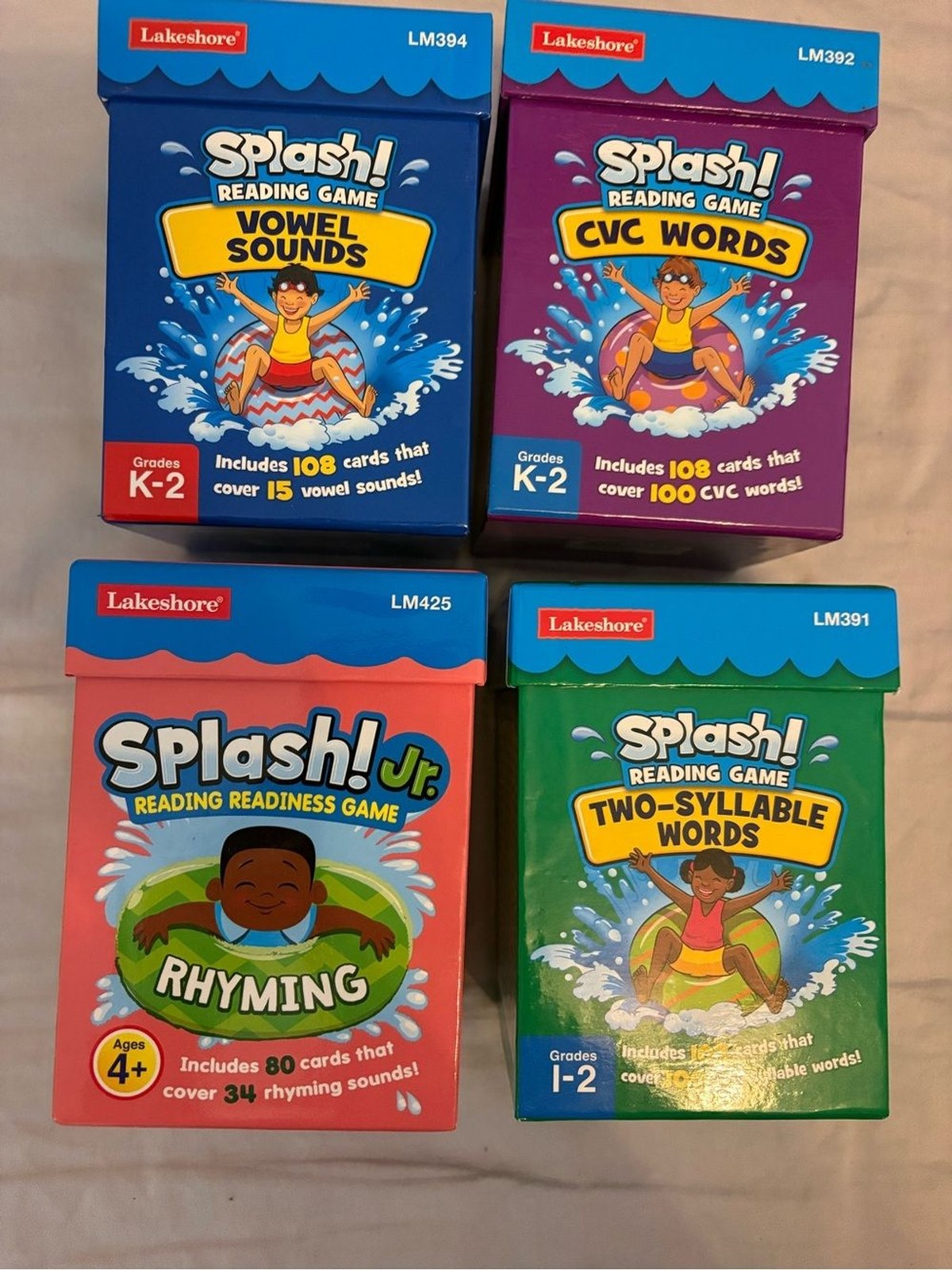 Lakeshore Splash Reading Games Set of 4 Complete Pre-K-2 Phonics Bundle