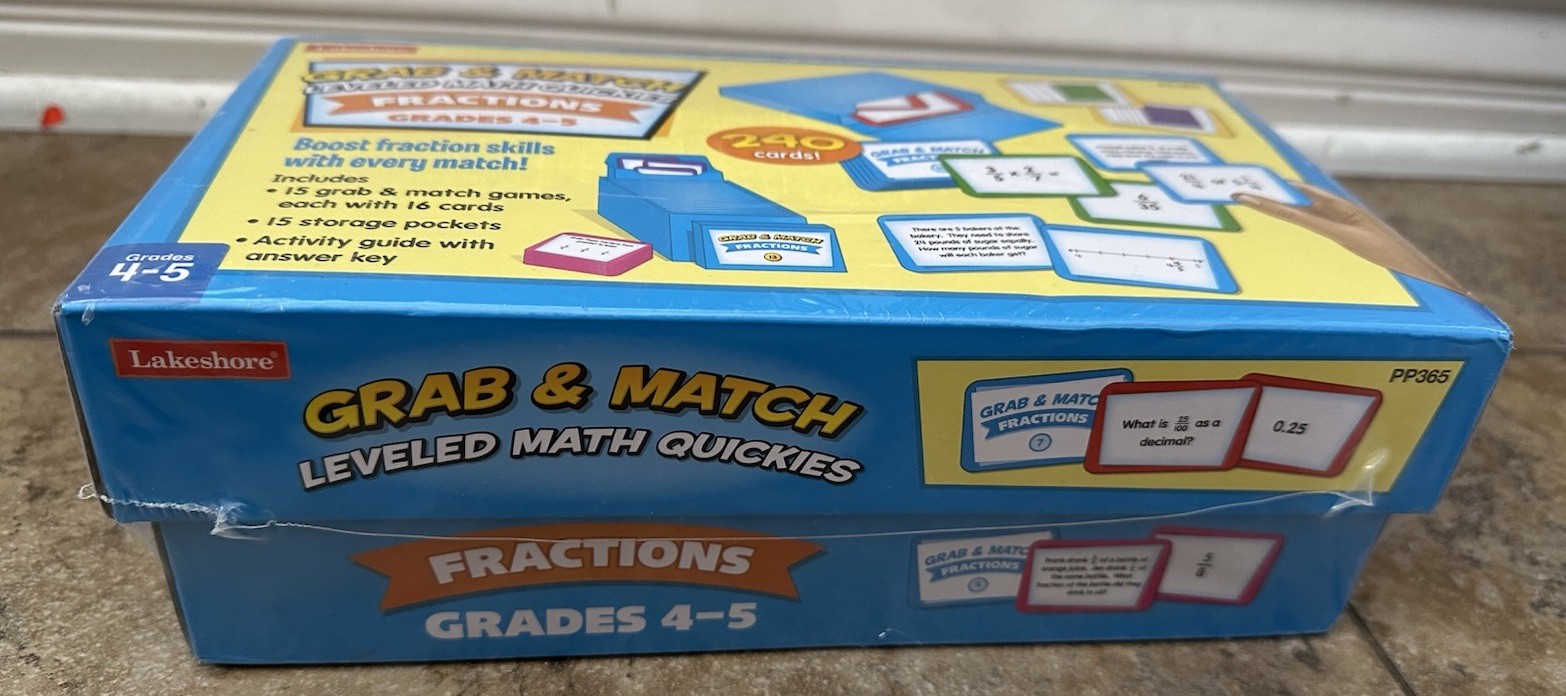 New Lakeshore Learning: Grab & Match Leveled Math Quickies Fractions Grades 4-5