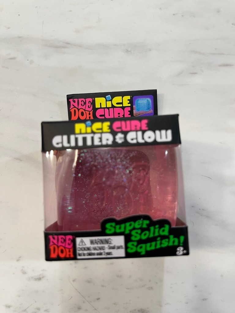 NeeDoh Nice Cube Glitter & Glow Pink, Authentic USA Seller, In Hand, Ships Fast!
