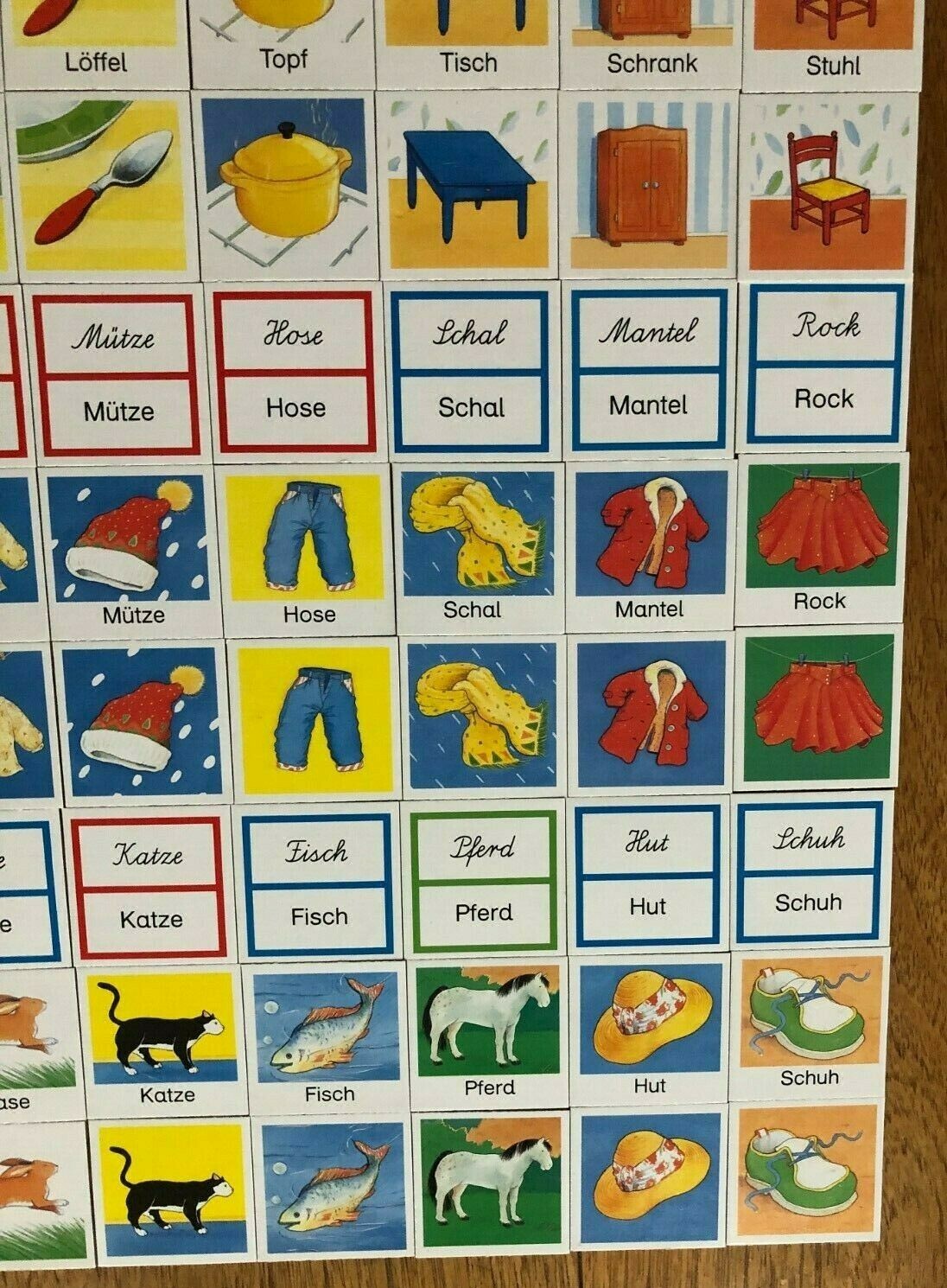 German Reading Memory Game for Children Kids Learning Foreign Language Education