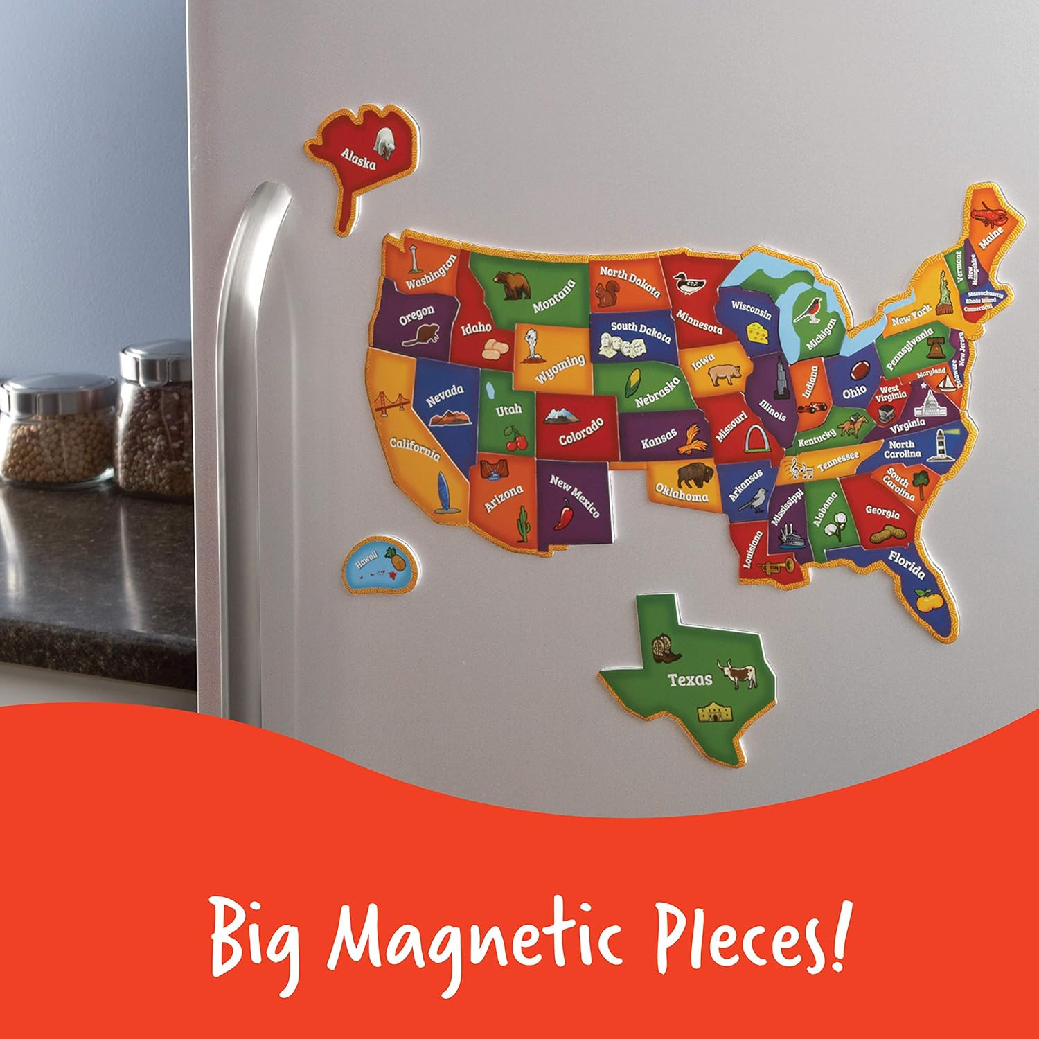 Magnetic U.S. Map Puzzle – Educational Map of the United States of America, Geog