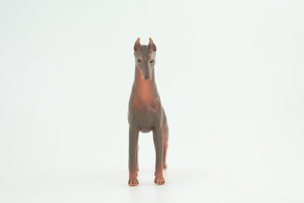Dobermann Toy Dog, Realistic Hand Painted Rubber Model, 4 Inches CH980 BB213