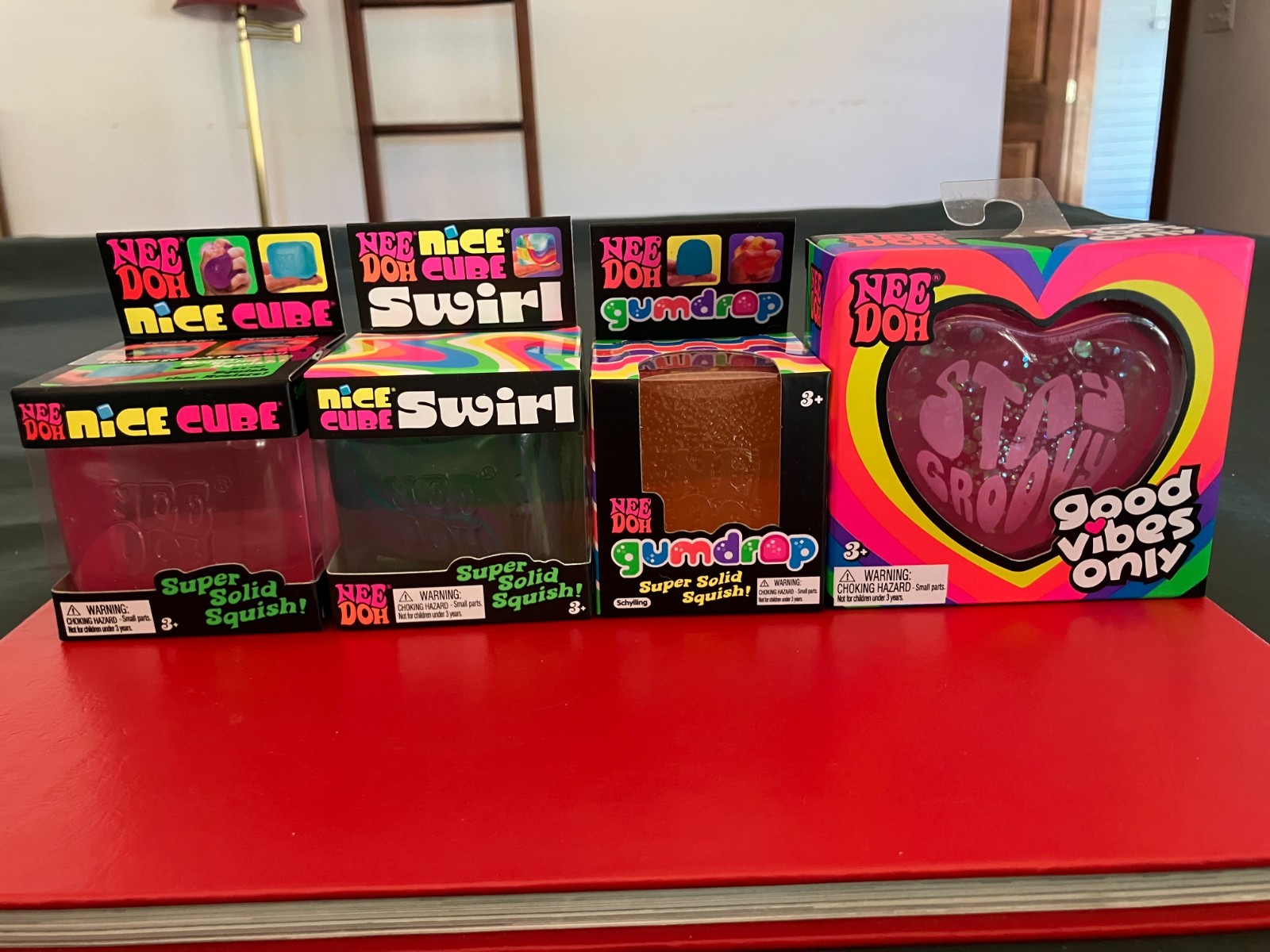 Needoh 4 Lot Nice Cube Pink Swirl Green Gumdrop Orange Good Vibes Only Pink