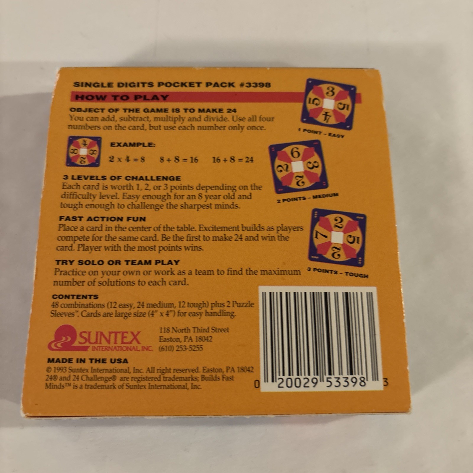 Suntex 24 Game Single Digits Edition Pocket Pack #3398 Complete Kit!