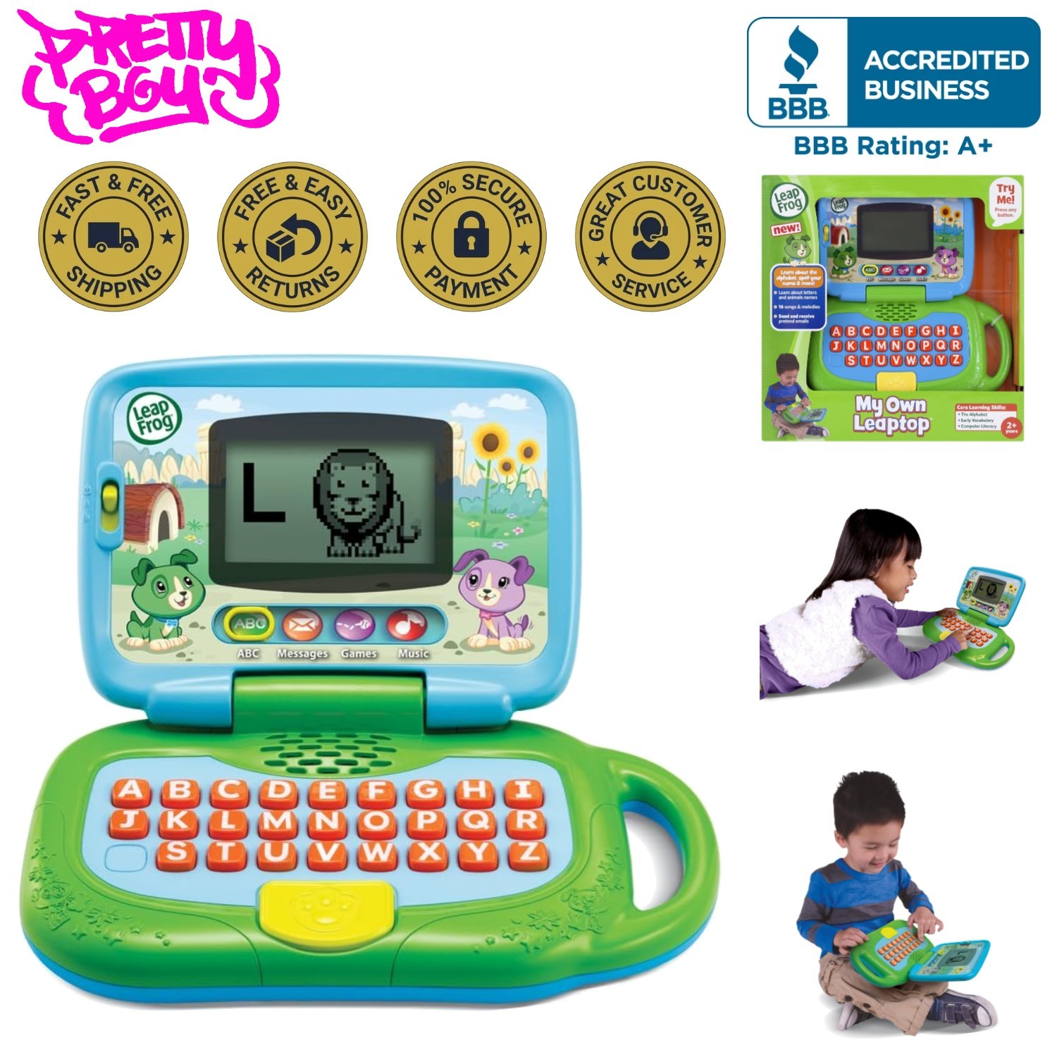 LeapFrog Green My Own Leaptop – 4 Learning Modes & Interactive Play Ages 2+