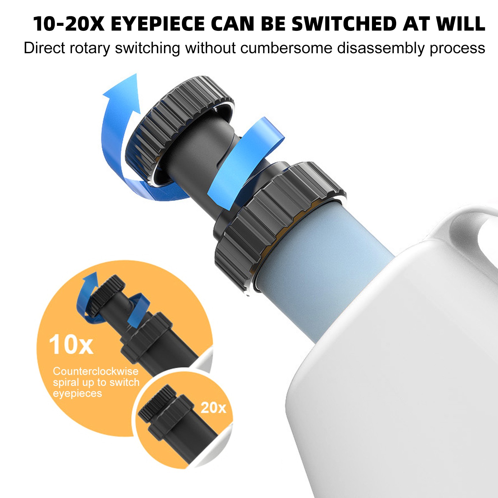 Handheld Microscope LED 100X-1200X Magnification Science Toys Kit For Kid White`