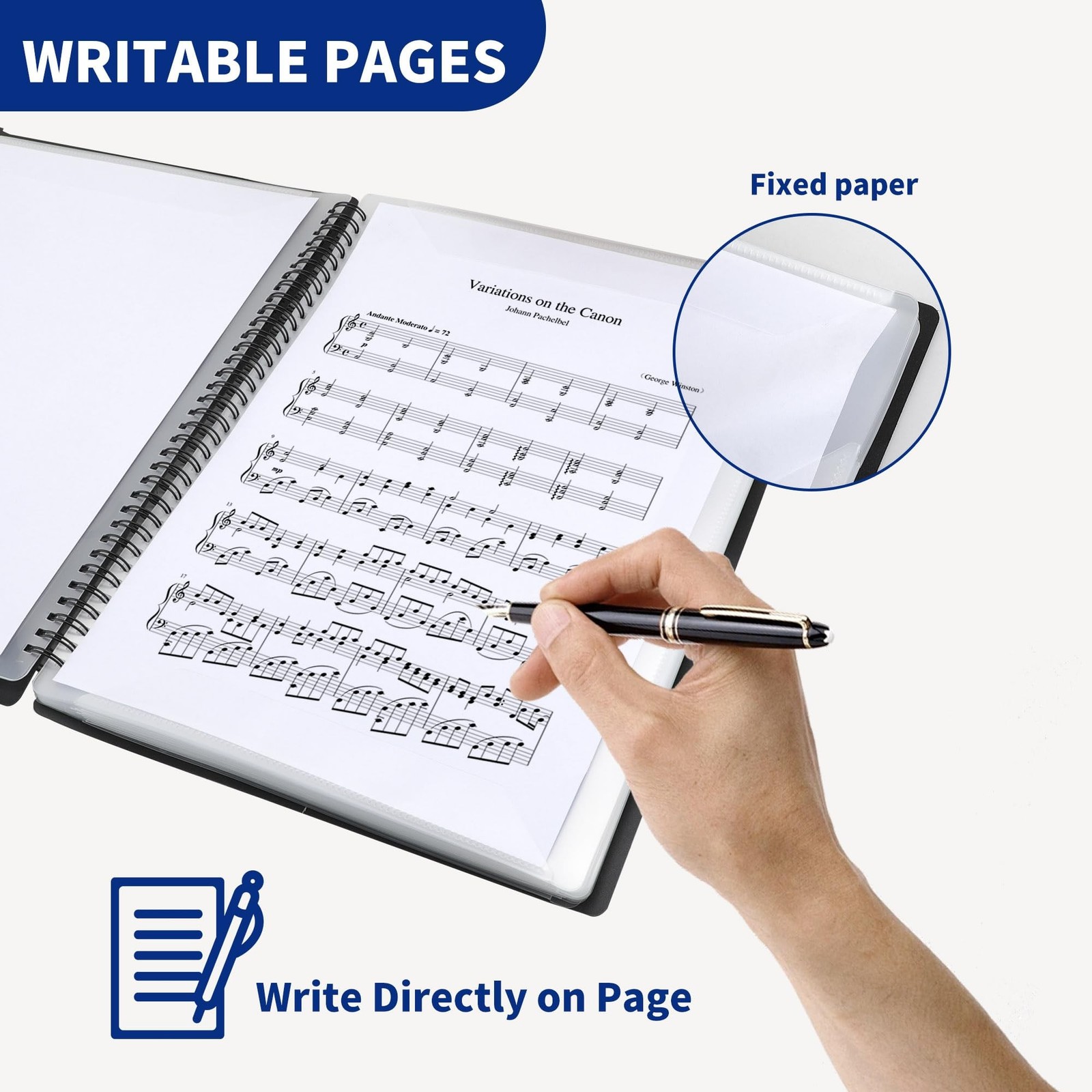 2 Pack Piano Sheet Music Binder 8.5 x 11, 120 Sheet Music Floder with Plastic…