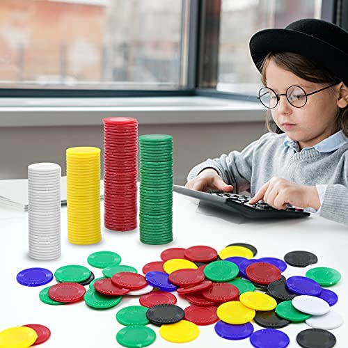 600Pcs Plastic Poker Mini Chips in 6 Colors Bulk Poker 2.2CM in Diameter-600pcs