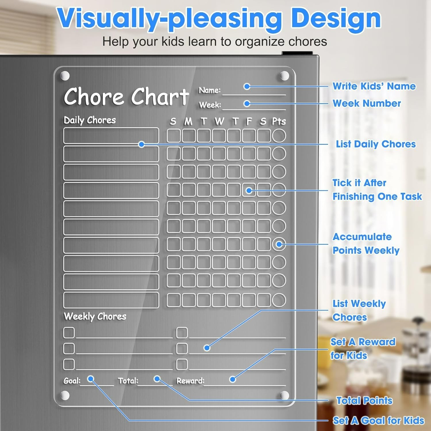 Motivational 12×9” Acrylic Family Chore Checklist – Easy Erase & Scratch-Proof