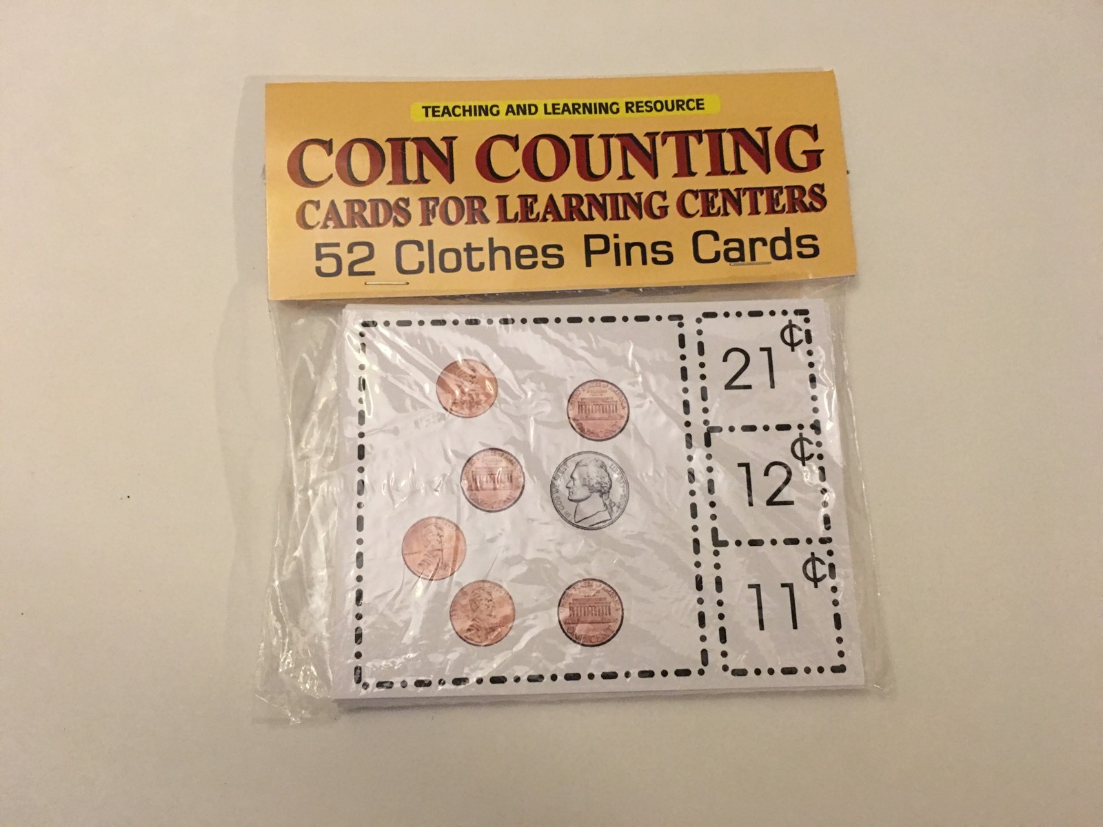Coin Counting – Cards for Learning Center 52 Cards- math money Teaching supplies