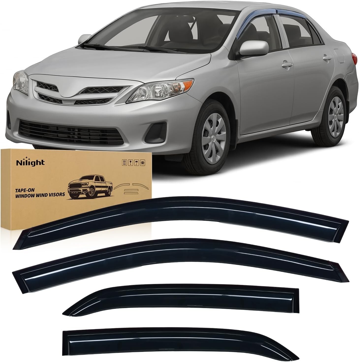 Window Rain Guards for Toyota Corolla 2009 2010 2011 2012 2013, Out-Chan
