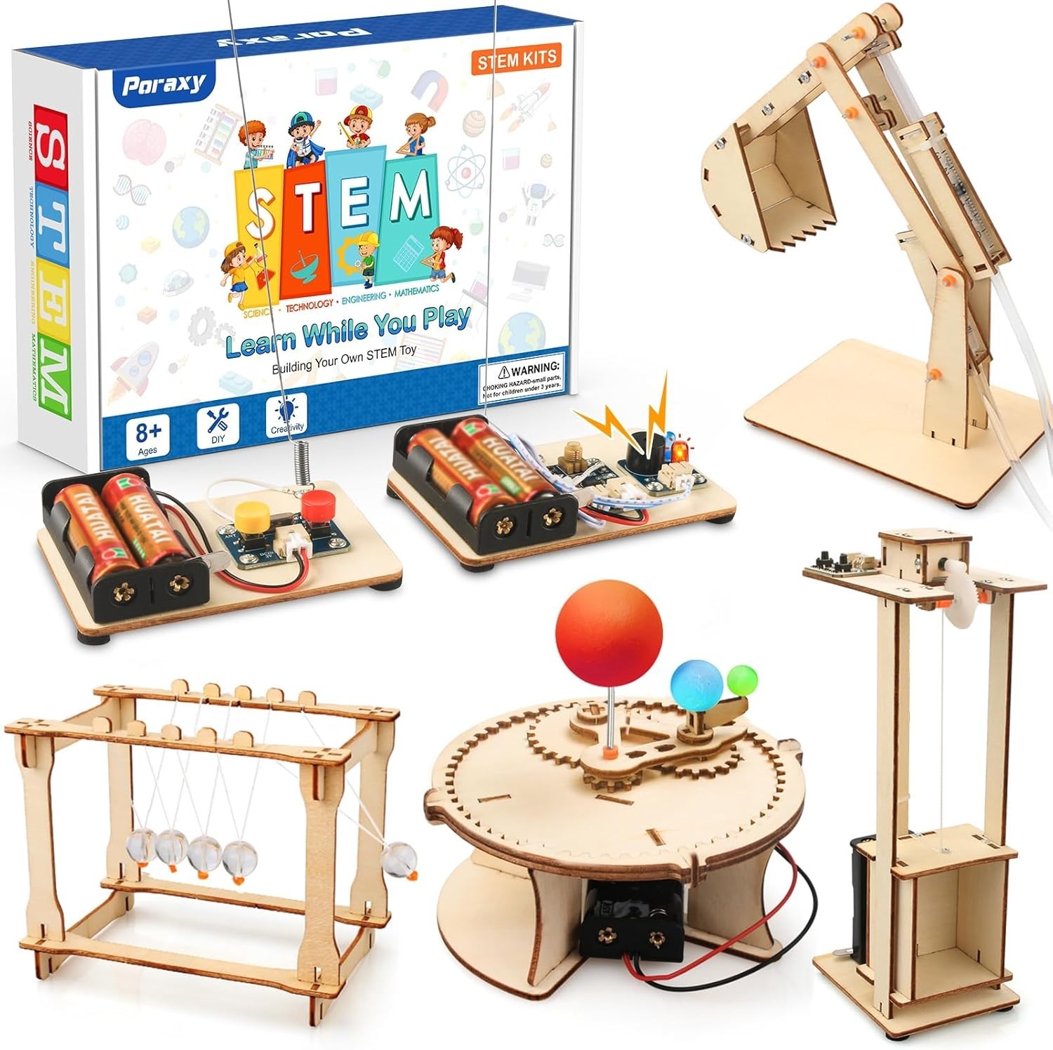 Educational Wooden STEM Science Kits for Ages 8-12: 5 Fun Projects Inside!
