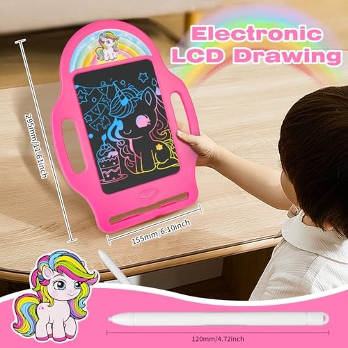 8.5 Inch Magic LCD Writing Tablet for Kids 2-7 – Unicorn Rainbow Learning Pink