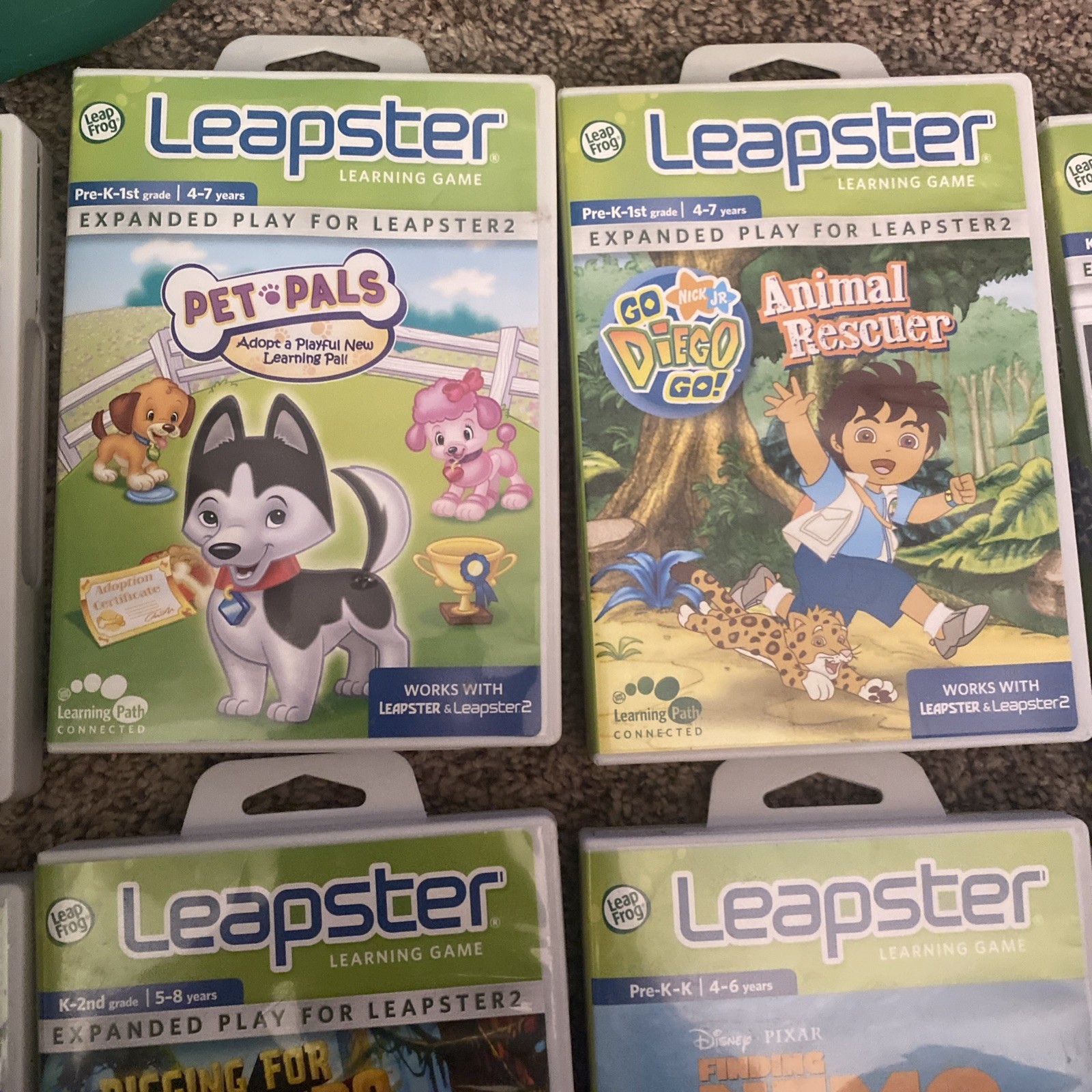 Leap Frog Leapster 2 Handheld Game, With 9 Games, Pre-Owned No Power Cord Works