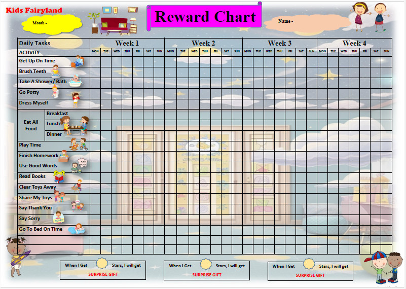 A3 Size Reward Chart Kids for Behavior Chore Charts with Stickers