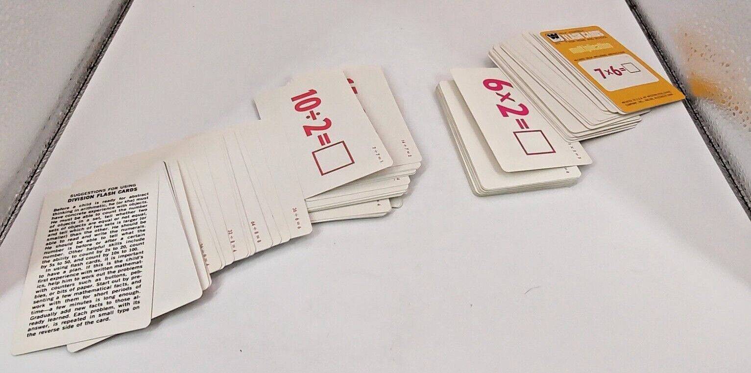 Vtg Whitman Flash Cards Multiplication Division Complete Plastic Cases Lot of 2