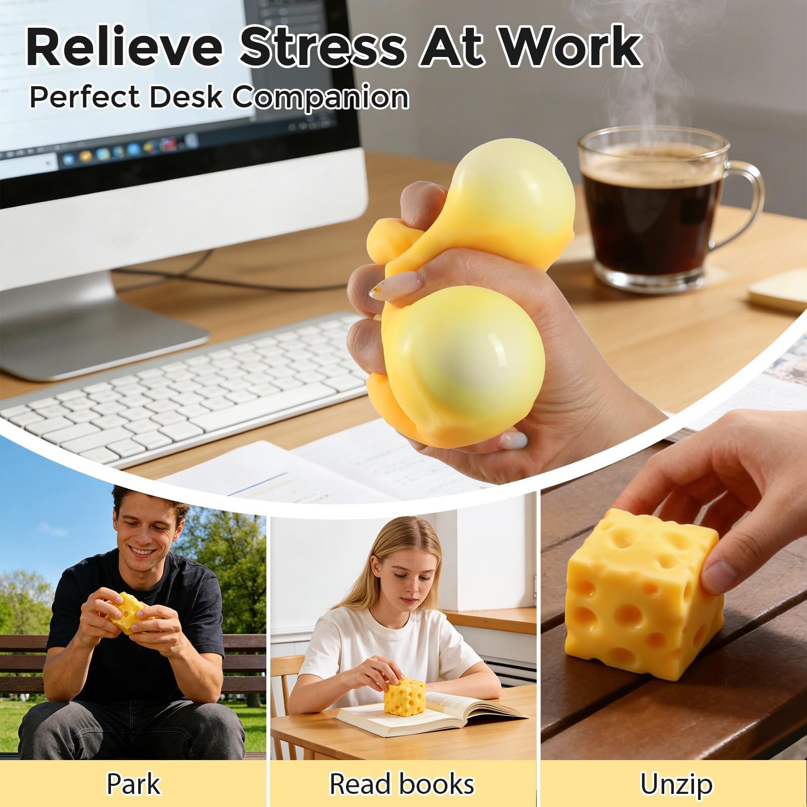 heese Squishy Cube Block, Squishy Fidget Toys for Adults & Teens, Easter Basket