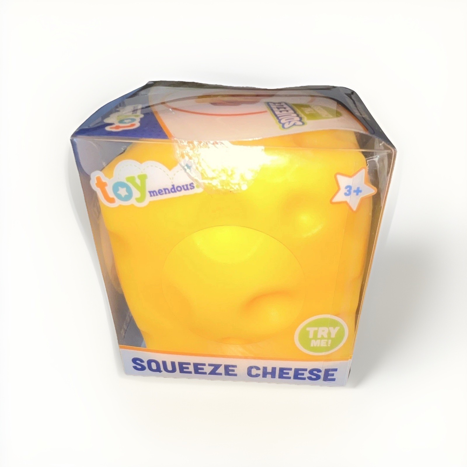 Toymendous Squeeze Cheese Tactile Squishy Squeeze Toy Yellow Ages 3+ – OPEN BOX