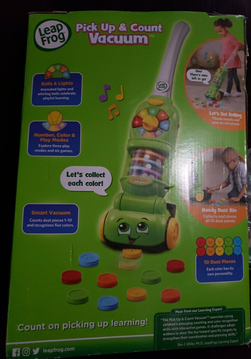 LeapFrog Pick Up and Count Vacuum Green Core Learning Skills Ages 2+ NEW