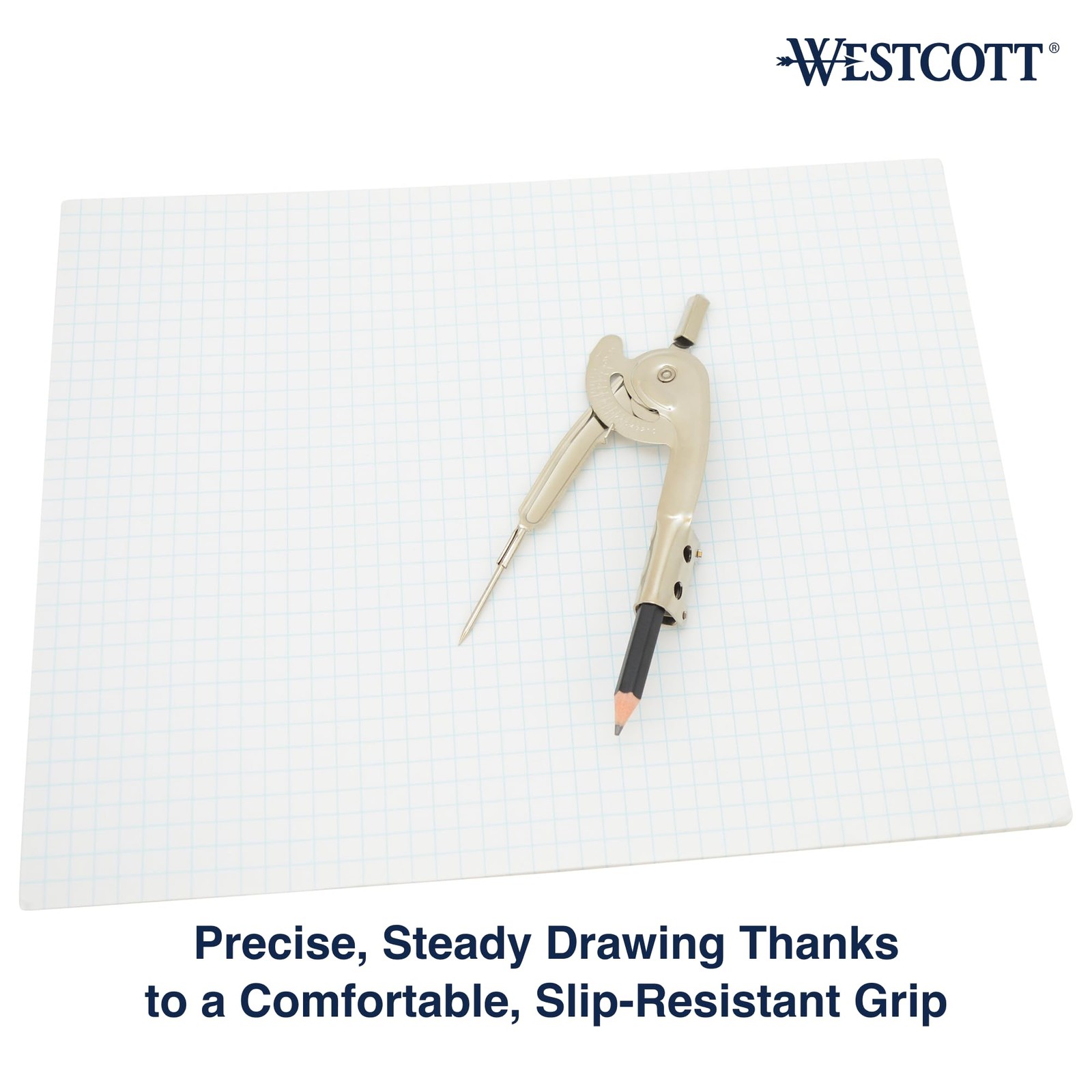 Westcott Nickel-Plated Ball Bearing Compass with Bearing, Multicolor