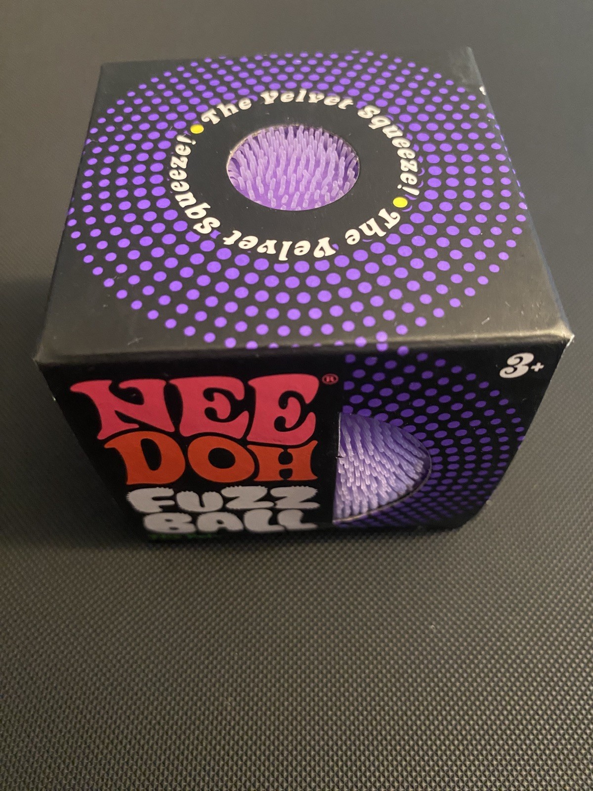 Authentic Schylling NeeDoh Fuzz Ball Purple Velvety Squishy Toy New Nee Doh