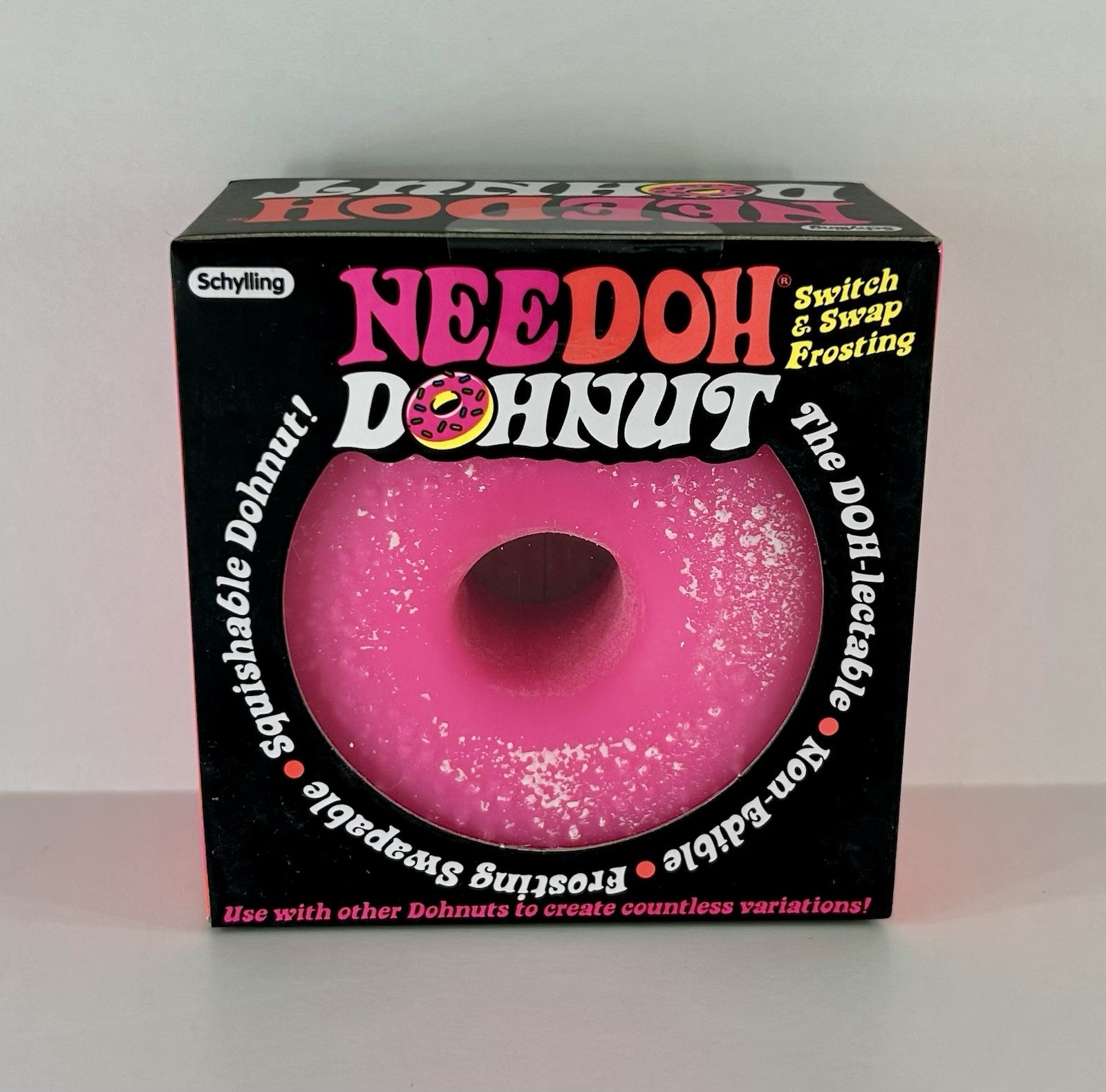 NeeDoh DOHNUT Pink Frosting Yellow Donut Stress Ball Squeeze Stress Schylling