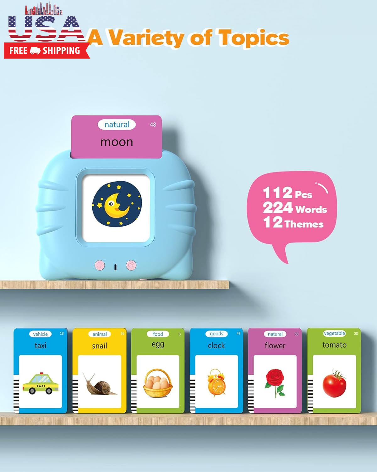 Talking Flash Cards for Toddlers 1 2 3 4 Year Olds, Montessori Language Learning