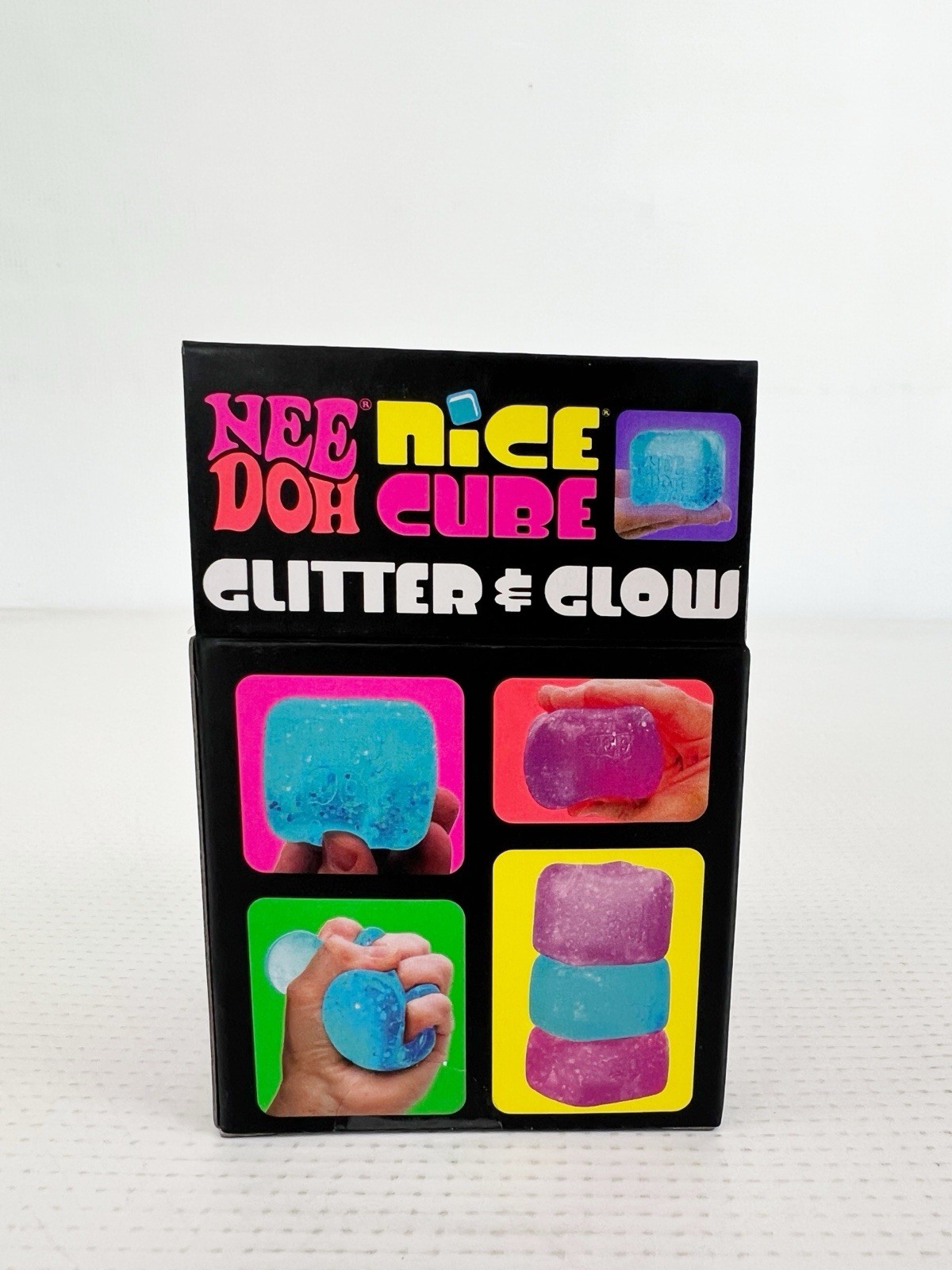 NeeDoh Nice Cube Glitter & Glow Super Solid Squish – Blue 🧊 Schylling New!