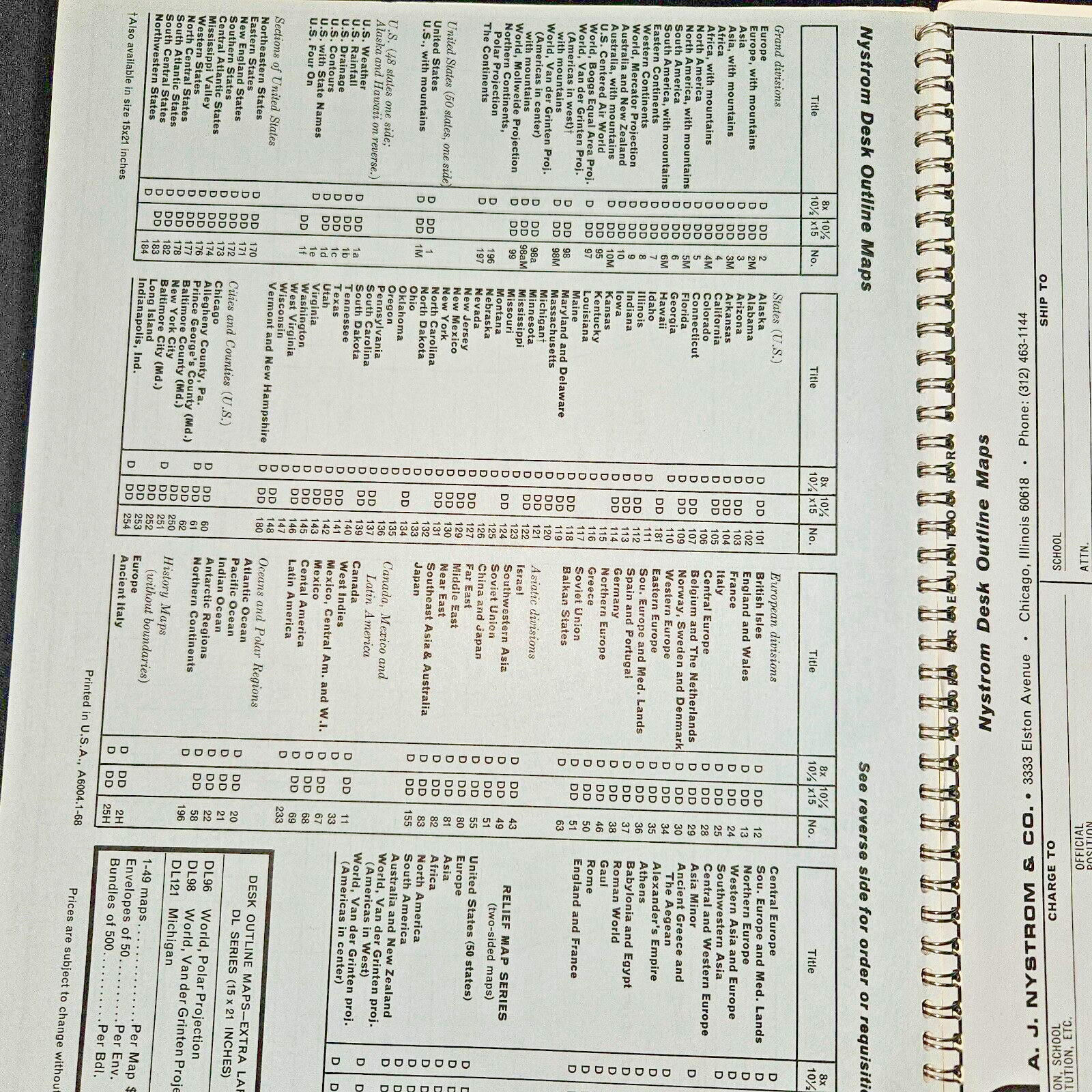 Nystrom Desk Outline Maps Sample Copies (Rare)