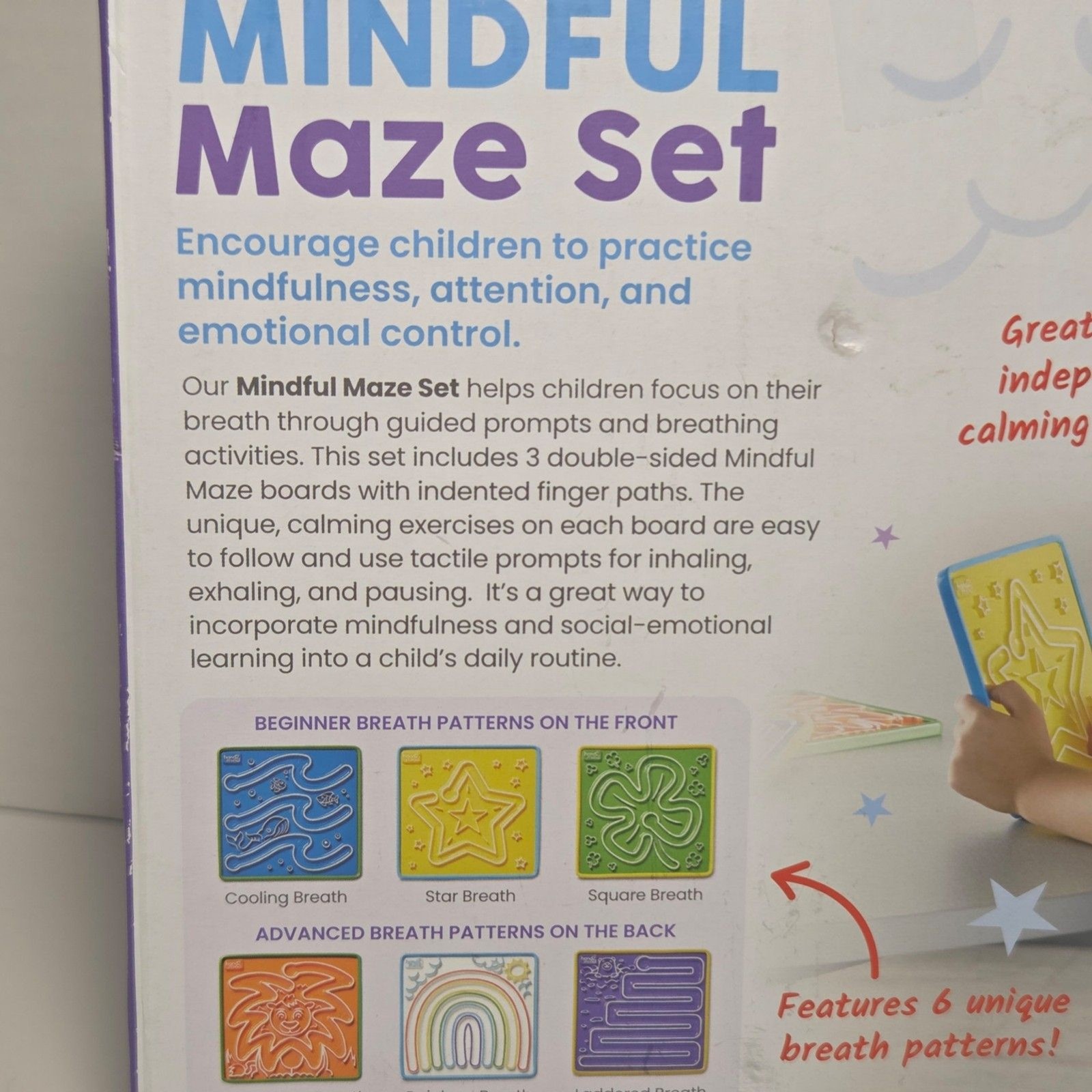NEW Hand2Mind Mindful Maze Set 3 Double-Sided Breathing Boards Sensory Toys