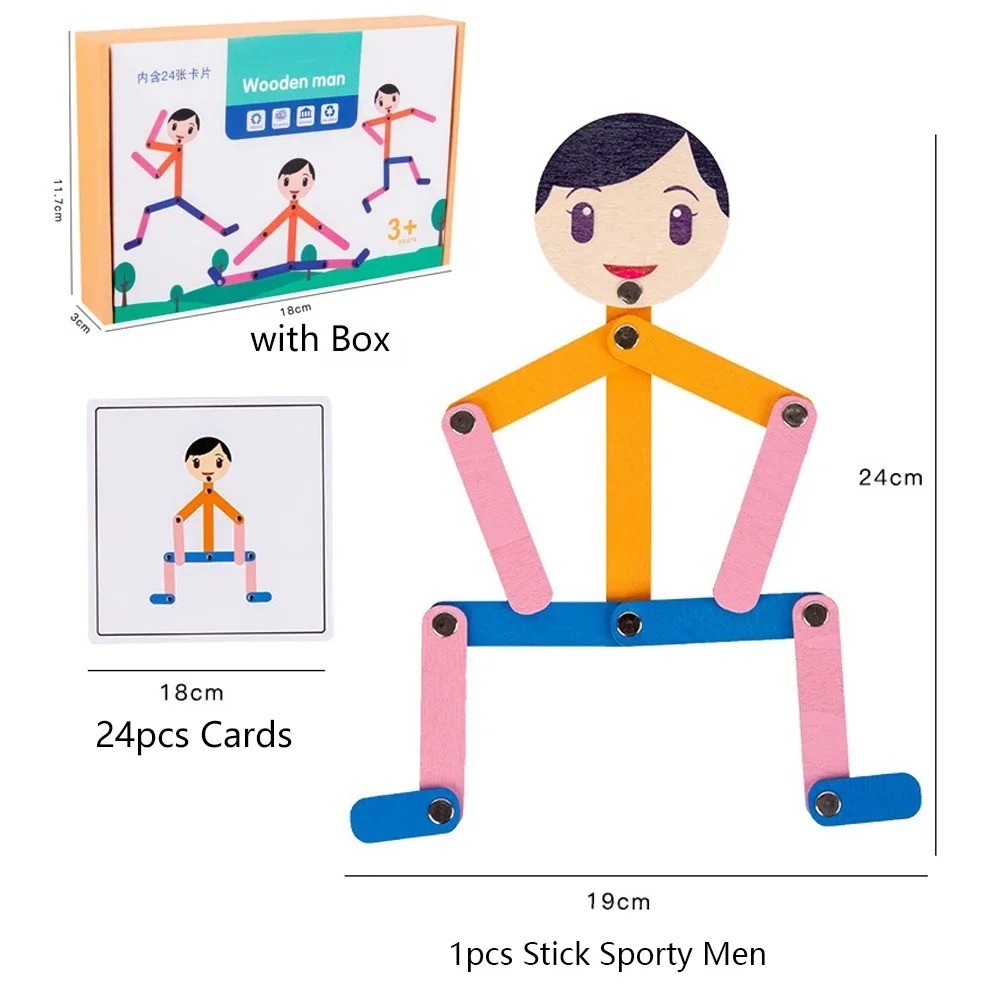 Sport Wooden Man Material DIY Puzzle Toys Boards Educational Game