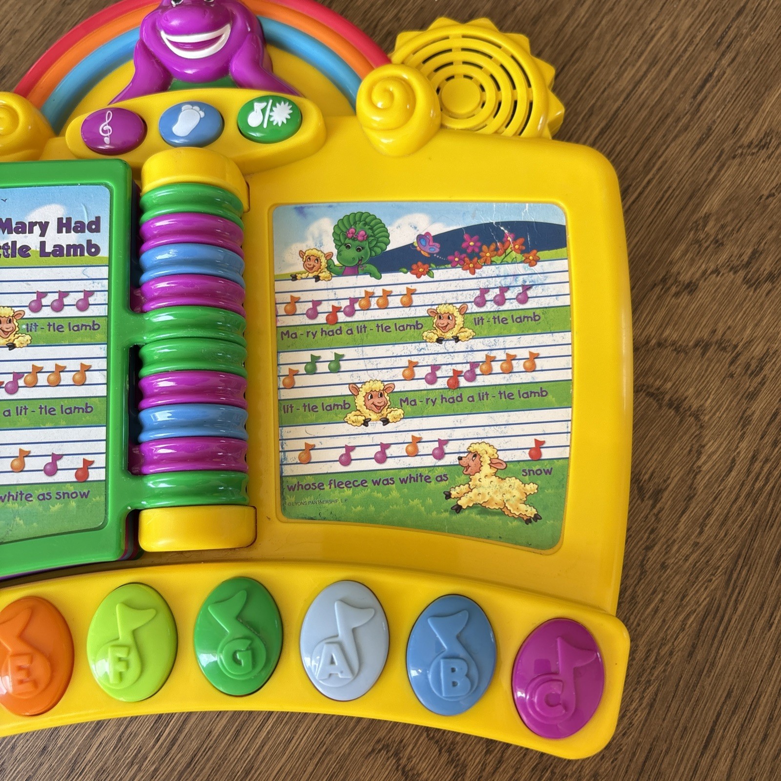 Vintage 2001 Mattel Barney Musical Nursery Rhymes Piano Book VIDEO Working Toy