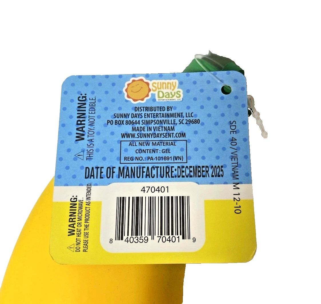 Sunny Days Squeezy Banana Jumbo Stress Ball Sensory Squishy Fidget Toy 14.5″ NEW
