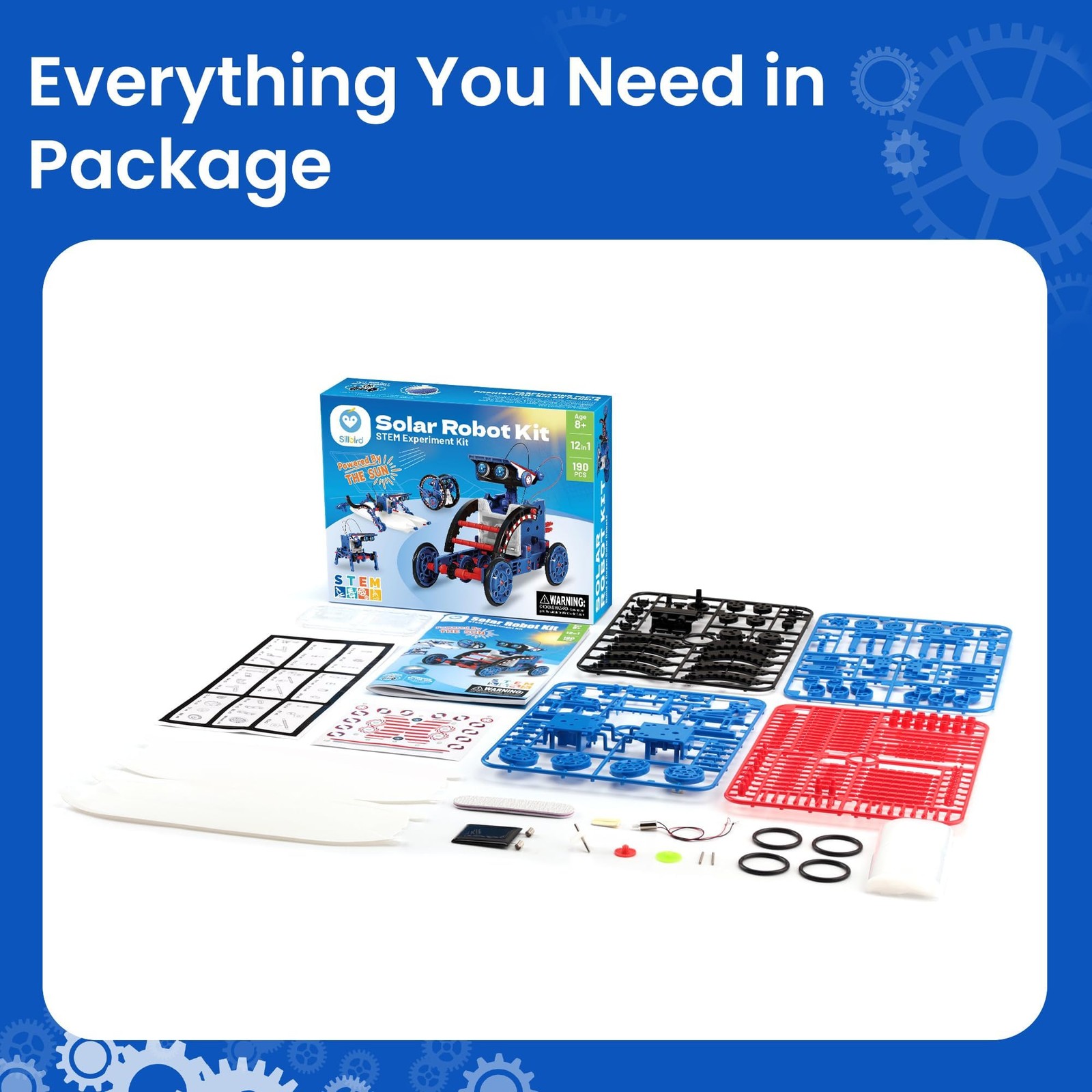 Sillbird Solar Robot Building Kit STEM Gift for Boys Aged 8-12, 12-in-1 DIY S…