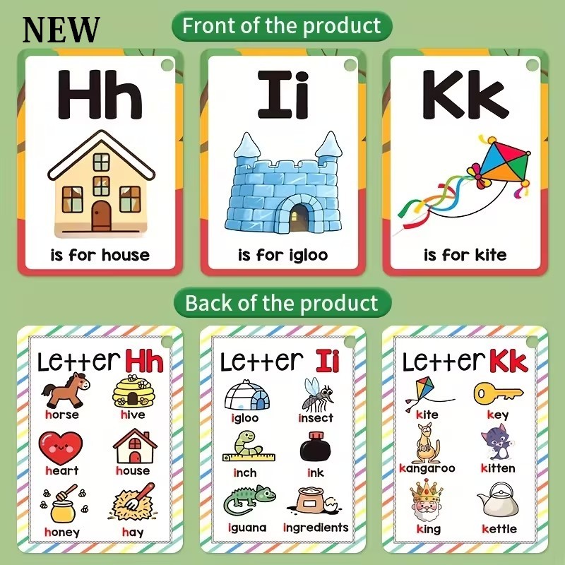 Alphabet Phonics Flash Cards for Toddlers Kids ABC Cards Educational Toys