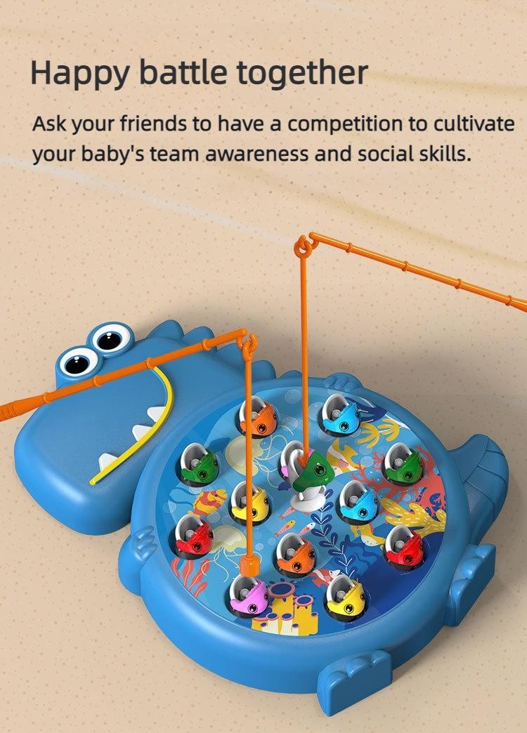 Dinosaur Magnetic Fishing Toy Set – Montessori Educational Kids Game with Rod