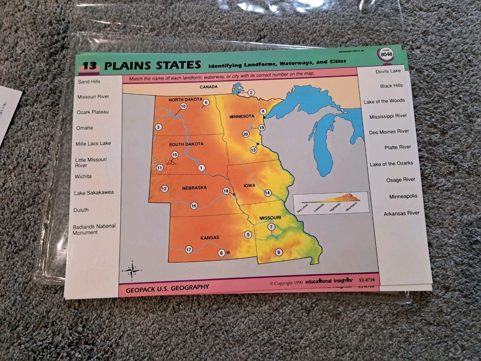 Electronic Geosafari More U. S. Geography Cards 20 Lesson Cards Game