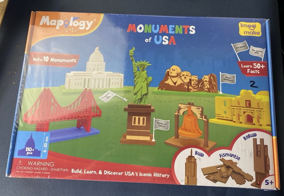 New Sealed Learn, Play, Build Project Mapology 10 USA Monuments 3D