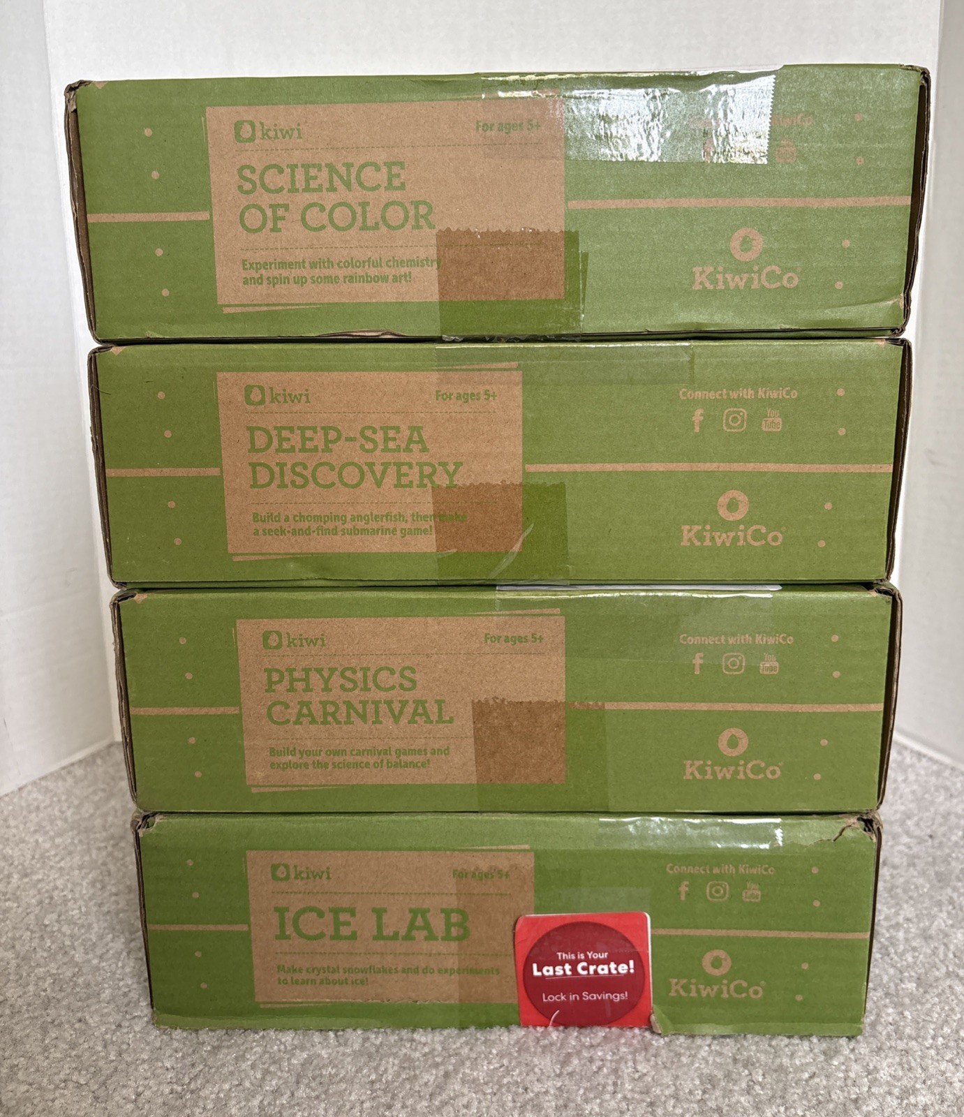 Lot Of 4 Kiwi Co.Crates STEM – 3 Boxes Unopened , 1 Box Slightly Used, Ages 5+