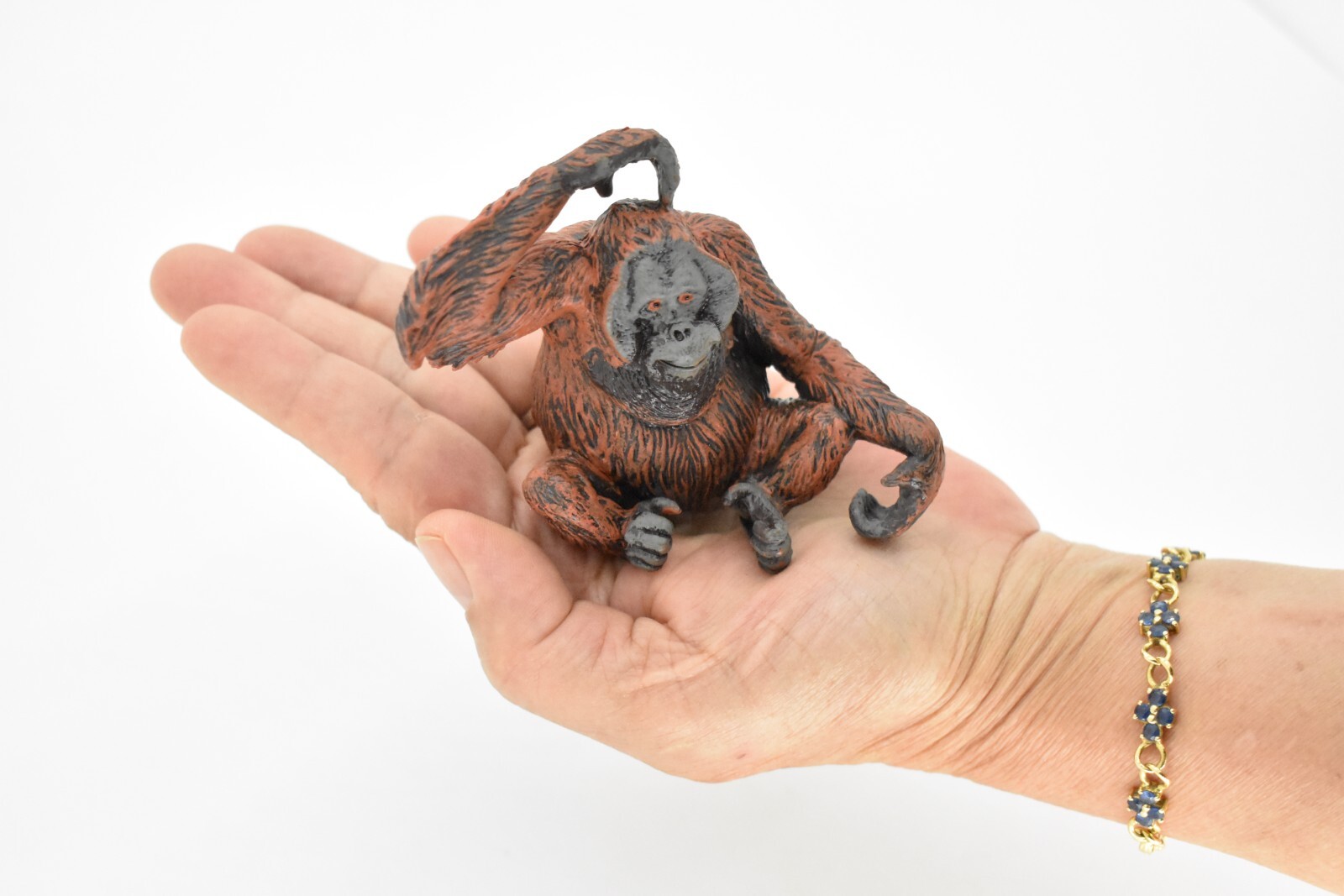 Orangutan, Great Ape Toy, Realistic Rubber Reproduction Hand Painted Figurine 3″