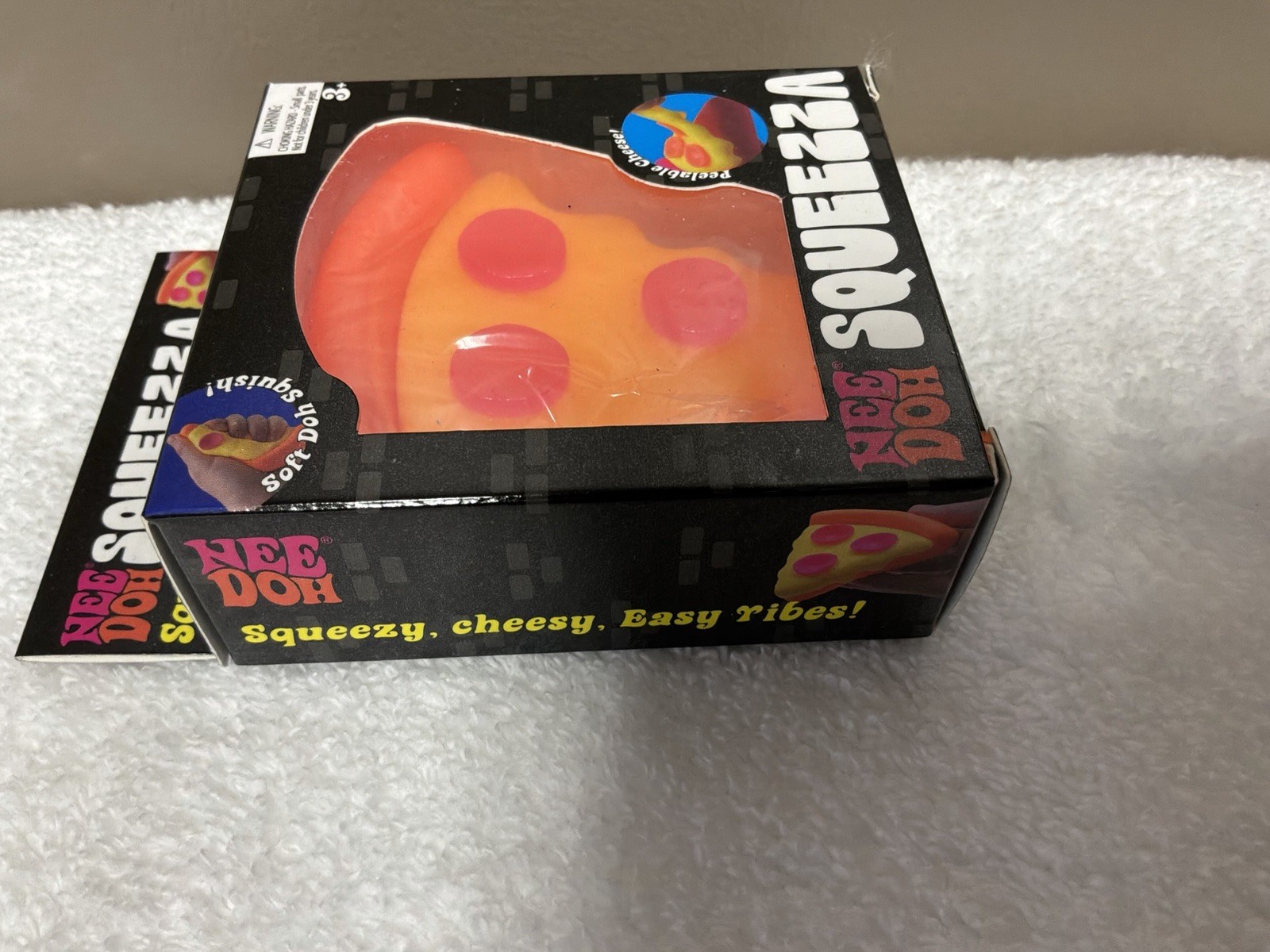 New Squeezza Pizza Nee Doh Squeeze Fidget Toy Orange Crust Faux Pink Pepperoni