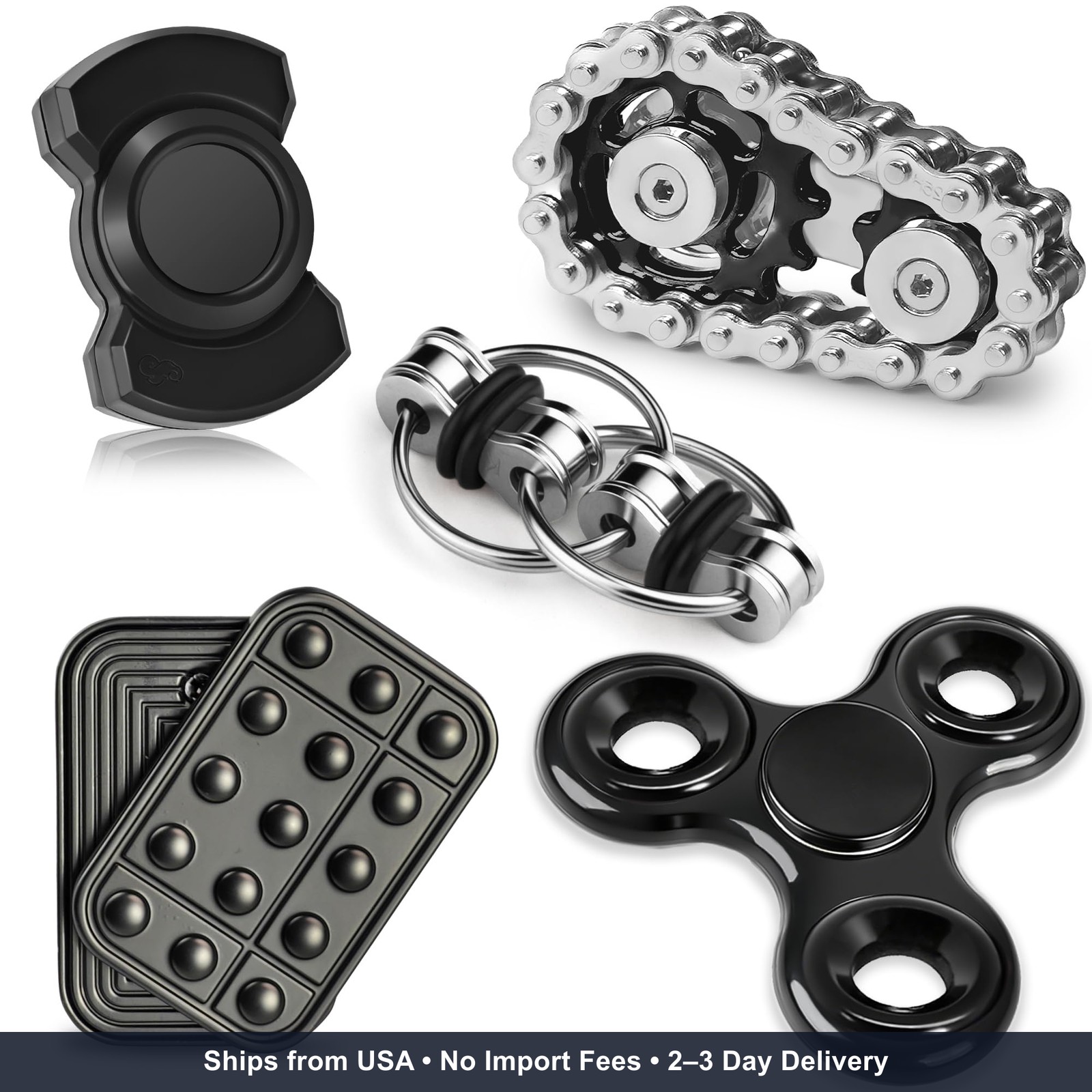 5 Pcs Metal Fidget Toys Adults Teens Magnetic Slider Stress Relief Desk Toy