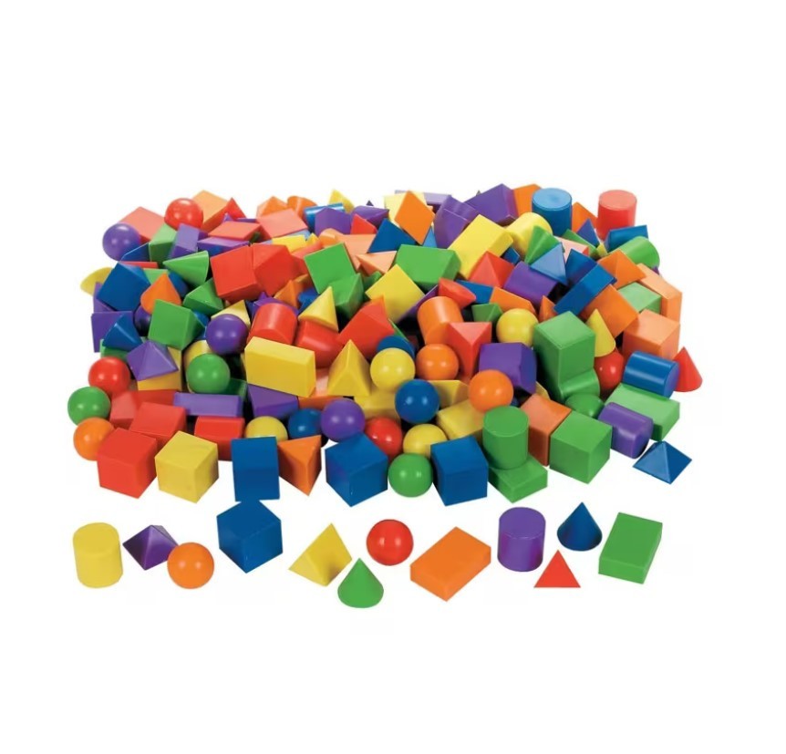 Bulk 240 PCS 3D Geometric Shapes Plastic 1″ to 1.5″ Math Learning Set
