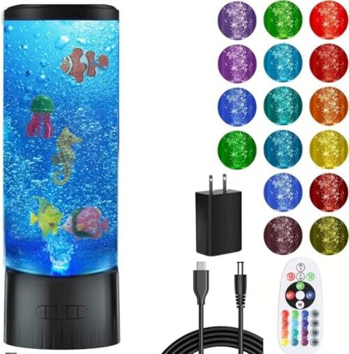 Sensory Bubble Tube Table Lamp – Extra Large 5.5-Inch Diameter, Calming
