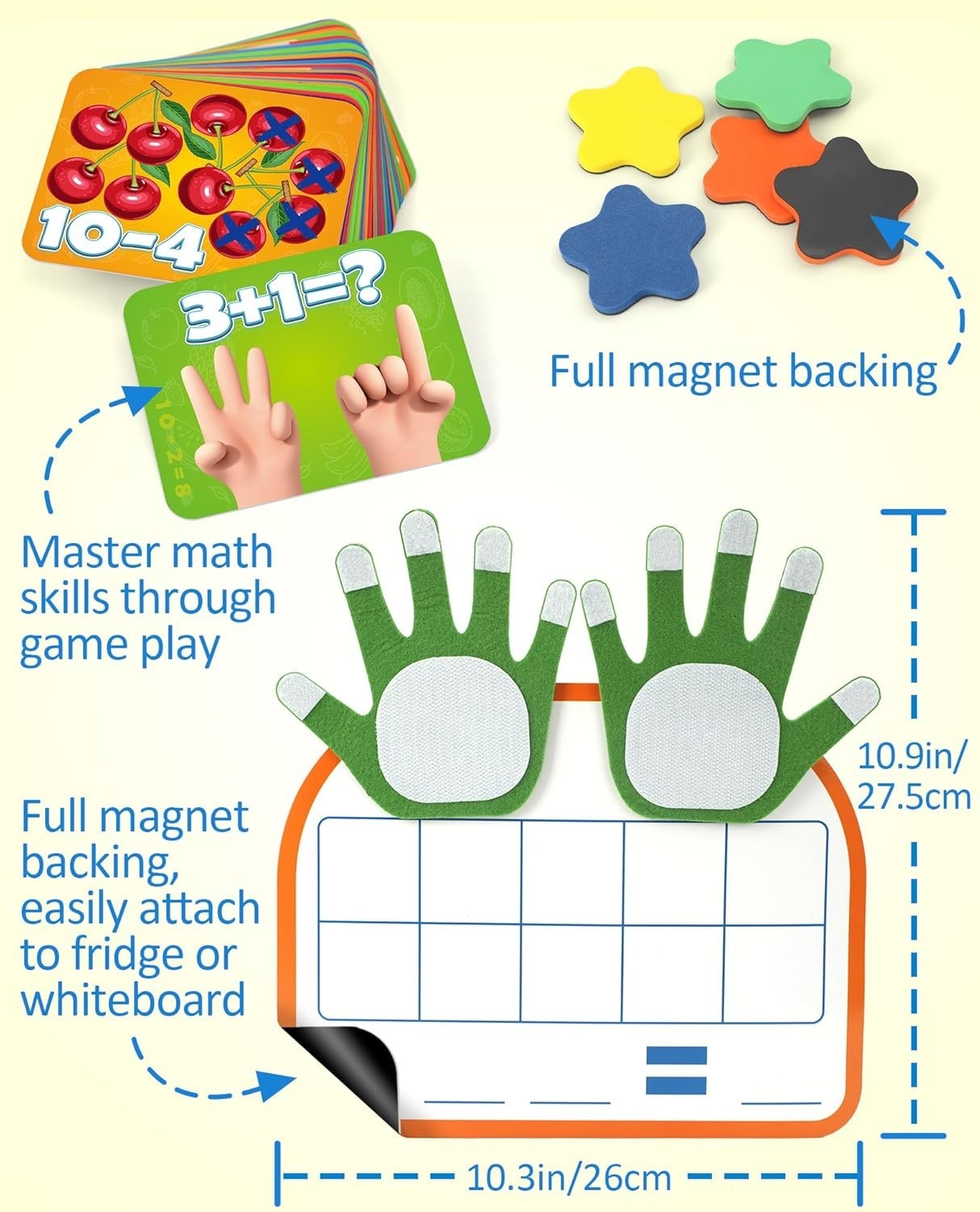 Montessori Math Manipulatives Number Counting Block, Magnetic Ten Frame Addit…