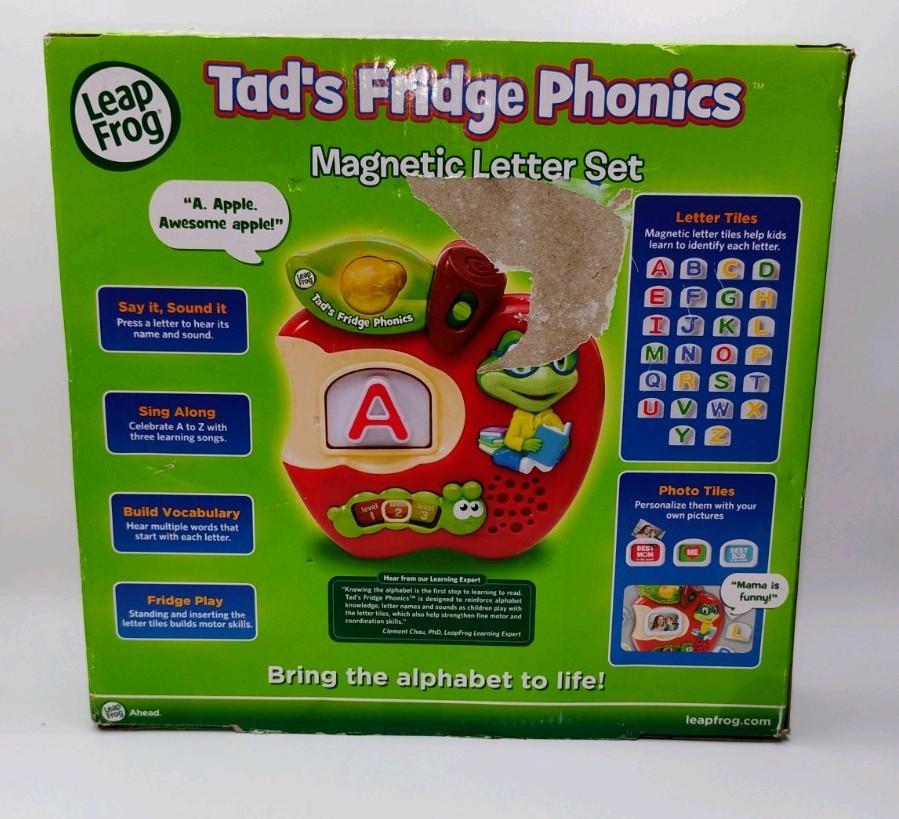 LEAP FROG TAD’S FRIDGE PHONICS MAGNETIC LETTER SET TILES TALK & SING NIB