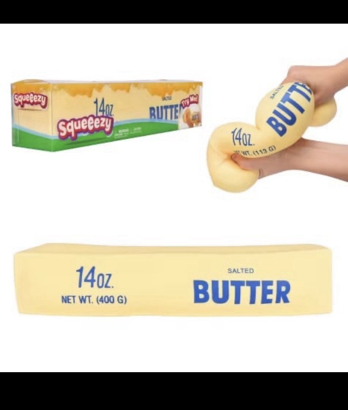 Squeeezy Butter 14oz Squishy Stress Toy Salted Butter Stick Stretch Fidget