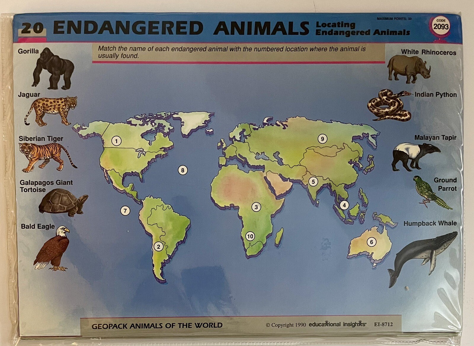 GeoSafari ANIMALS OF THE WORLD Educational Learning Cards NOS EI-8712 COMPLETE