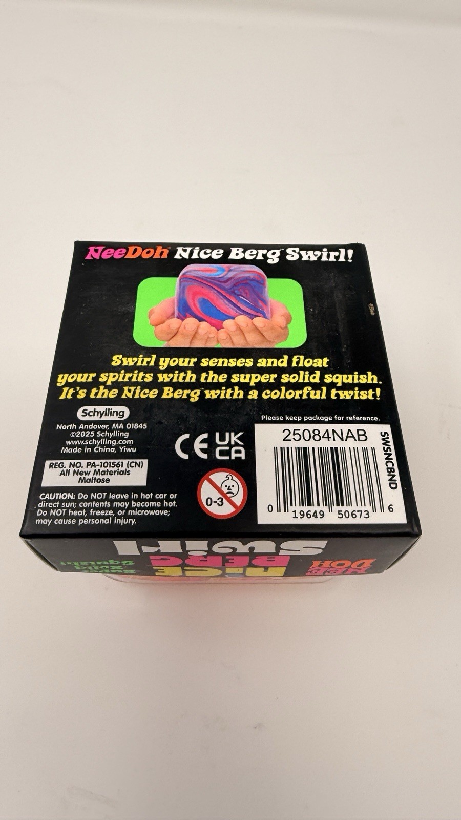 NeeDoh Nice Berg Swirl XL Giant Swirl Cube 3.25″ Nee Doh Pink Yellow Orange