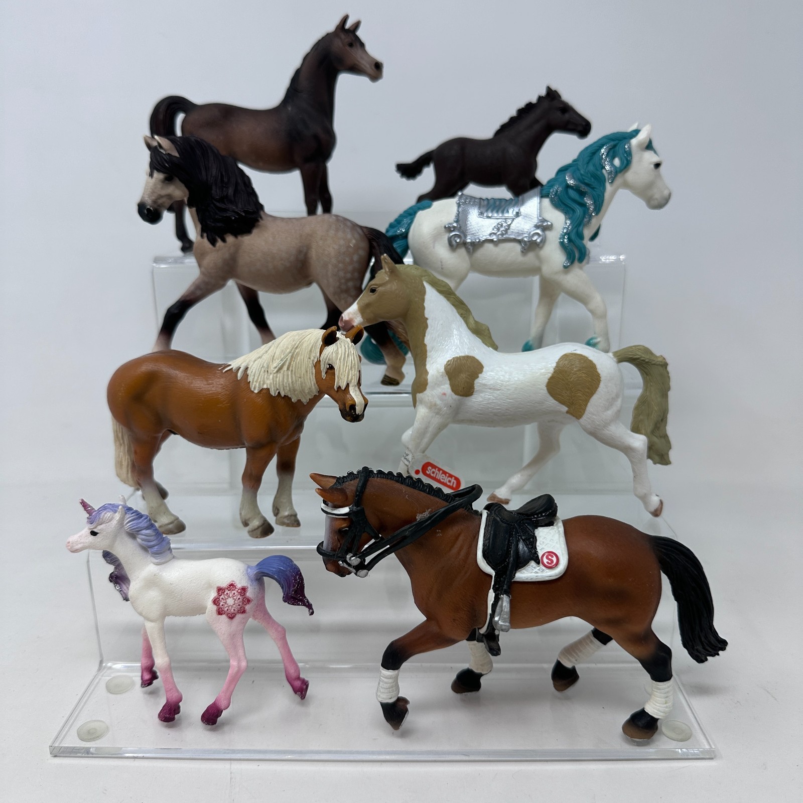 Schleich Horse Figures Lot Unicorn Foal Mare Stallion Pony Figurines Set of 8